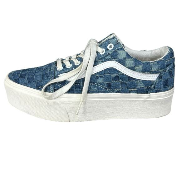 Vans Unisex Stackform Blue Woven Denim Platform Sneaker Size M 8 W 9.5 - Picture 3 of 11